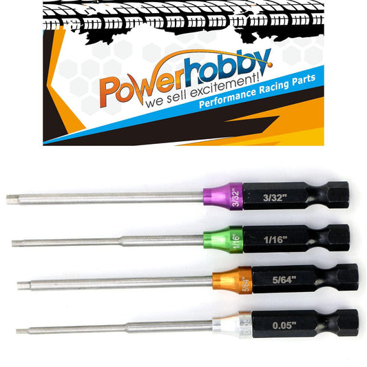 Powerhobby RC Hex Driver 1/4" Power Tool Tip Set Standard 0.05'' 1/16'' 5/64'' 3/32'' - PowerHobby