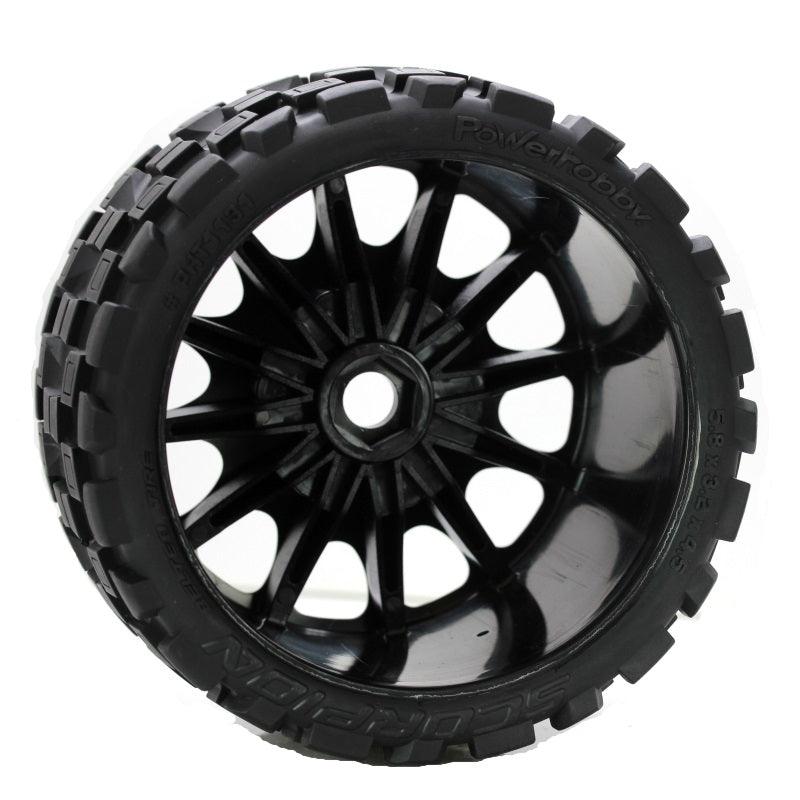 Powerhobby Scorpion Belted Monster Truck Tires / Wheels w 17mm Hex (2) Race - PowerHobby