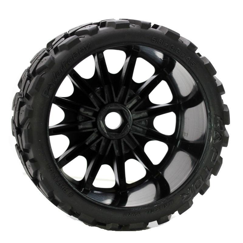 Powerhobby Raptor Belted Monster Truck Tires / Wheels w 17mm Hex (2) Race - PowerHobby