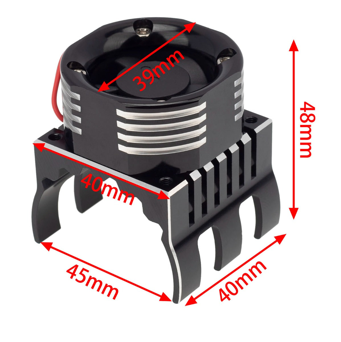 PowerHobby 1/8 Aluminum High Speed LED Lights Cooling Fan Heatsink Mount Black - PowerHobby