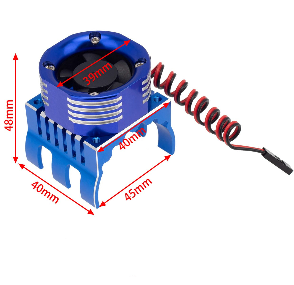 PowerHobby 1/8 Aluminum High Speed LED Lights Cooling Fan Heatsink Mount Blue - PowerHobby