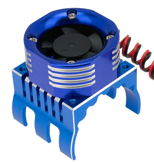 PowerHobby 1/8 Aluminum High Speed LED Lights Cooling Fan Heatsink Mount Blue - PowerHobby