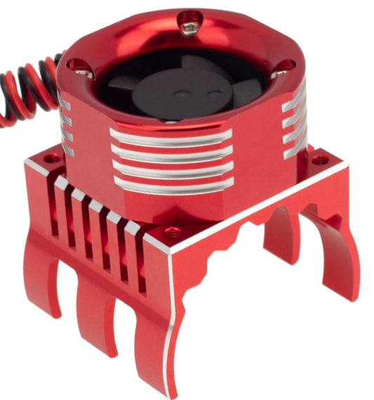 PowerHobby 1/8 Aluminum High Speed LED Lights Cooling Fan Heatsink Red - PowerHobby