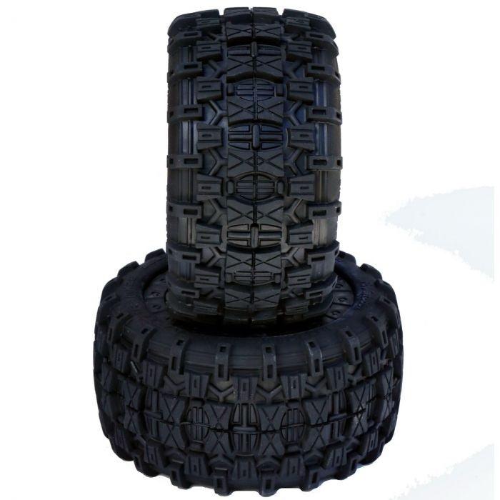 Powerhobby Raptor 2.8 Belted Mounted Tires Wheels (2) FOR Traxxas Stampede 2WD 12MM - PowerHobby