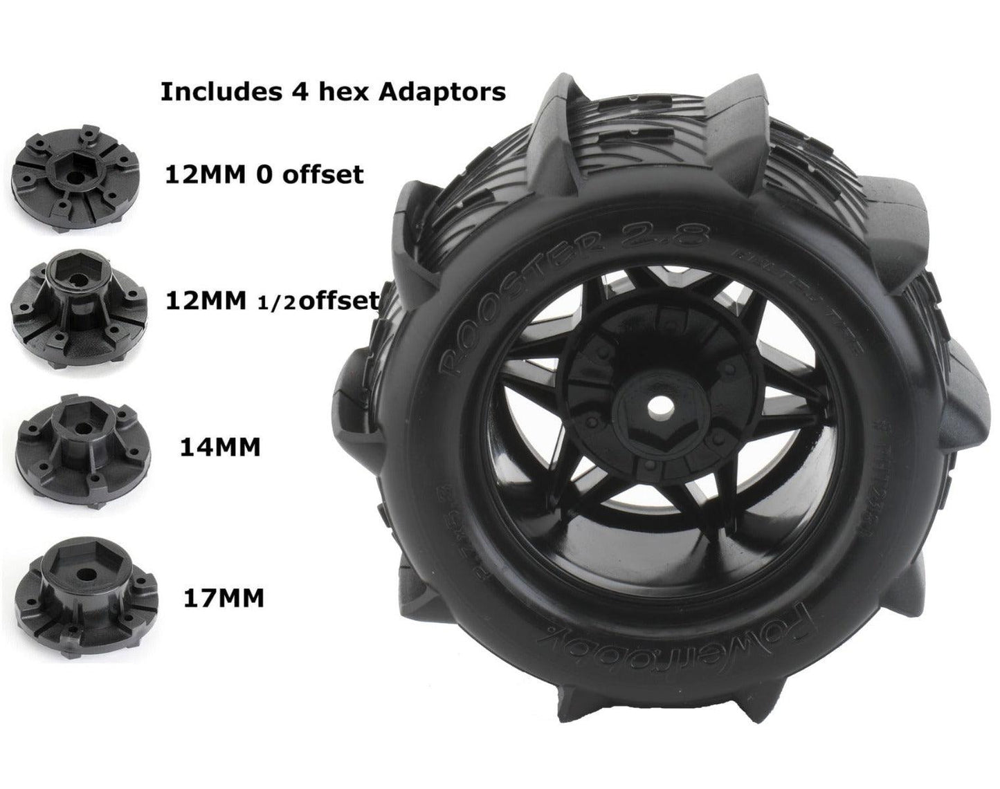 Powerhobby 1/10 Rooster 2.8 Belted Paddle Sand Snow Tires 12mm 14mm 17mm - PowerHobby