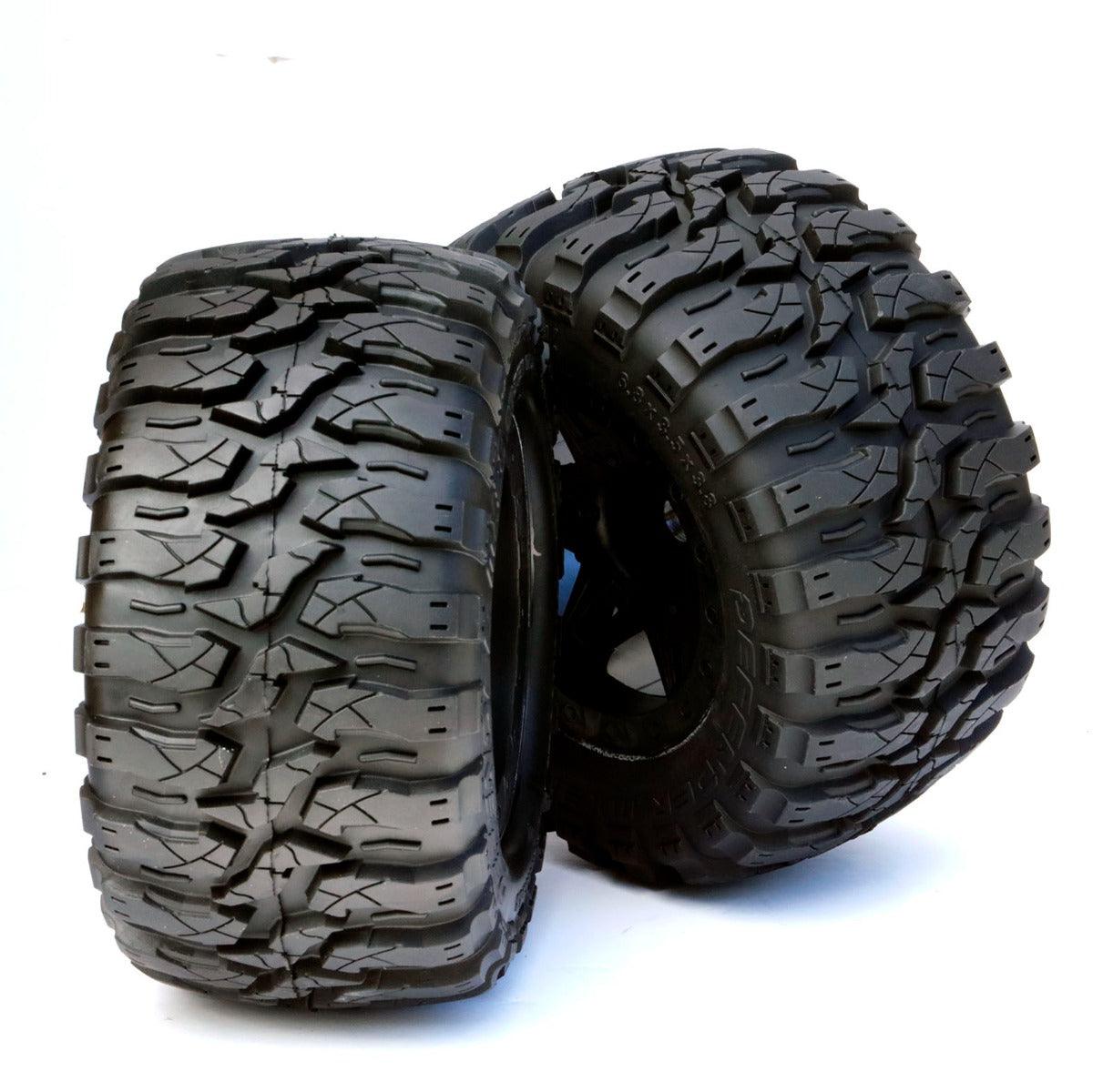 Powerhobby 1/8 Defender 3.8” Belted All Terrain Tires 17MM Mounted Black - PowerHobby