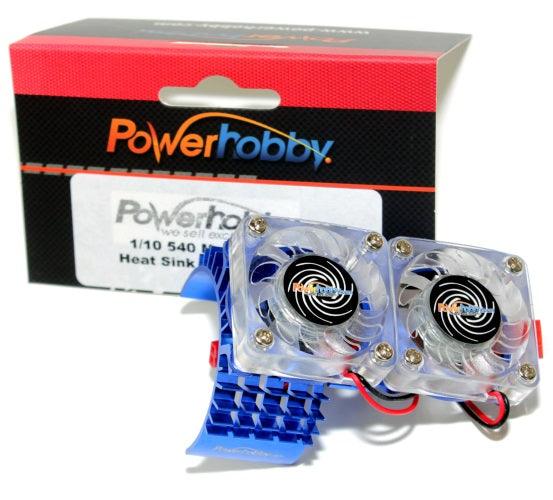 Powerhobby Aluminum Motor Heatsink Twin Dual Cooling Fan BLUE FOR Traxxas Slash 4x4 - PowerHobby