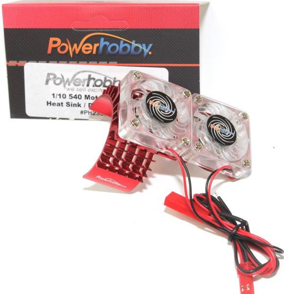 Powerhobby Aluminum Motor Heatsink Twin Dual Cooling Fan RED FOR Traxxas Slash 4x4 - PowerHobby