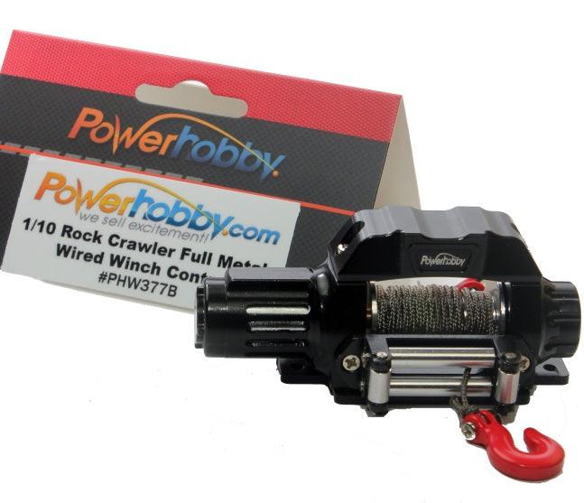 Powerhobby 1/10 Scale Rock Crawler Winch for SCX10 Wraith RR10 RC4WD Black - PowerHobby