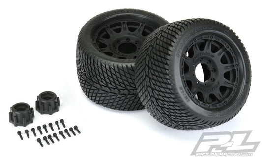 Pro-Line Road Rage 3.8" Street Tires Mounted For 17mm MT Mounted on Raid Black - PowerHobby