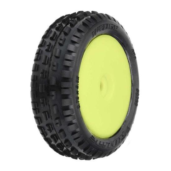 Pro-Line 8298-12 1/18 Wedge Front Carpet Mini-B Tires Mounted 8mm Yellow Wheels (2) - PowerHobby