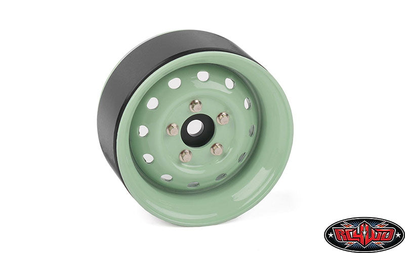 RC4WD W0342 Heritage Edition Stamped Steel 1.9 Wheels (Grasmere Green) (4) - PowerHobby