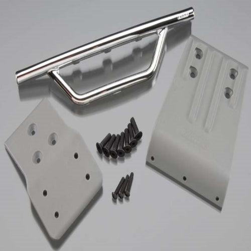 RPM 80023 Front Bumper Chrome & Skid Plate Gray Traxxas Slash 4X4 - PowerHobby