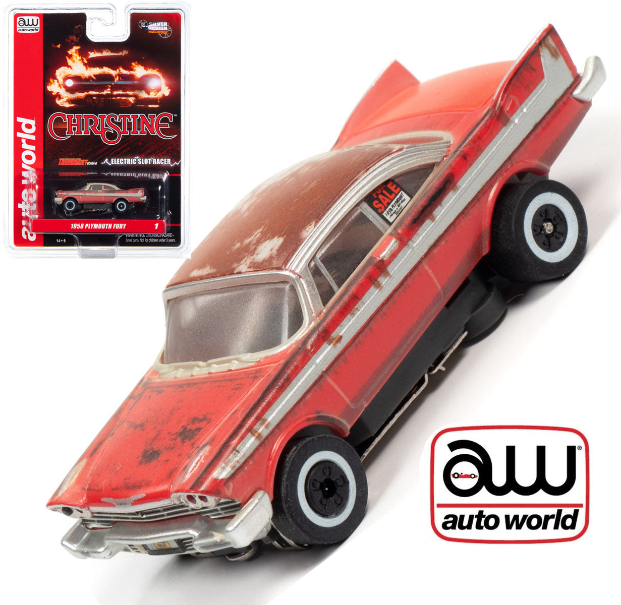 Auto World Thunderjet Plymouth Fury Christine Dirty AFX HO Slot Car SC358 - PowerHobby