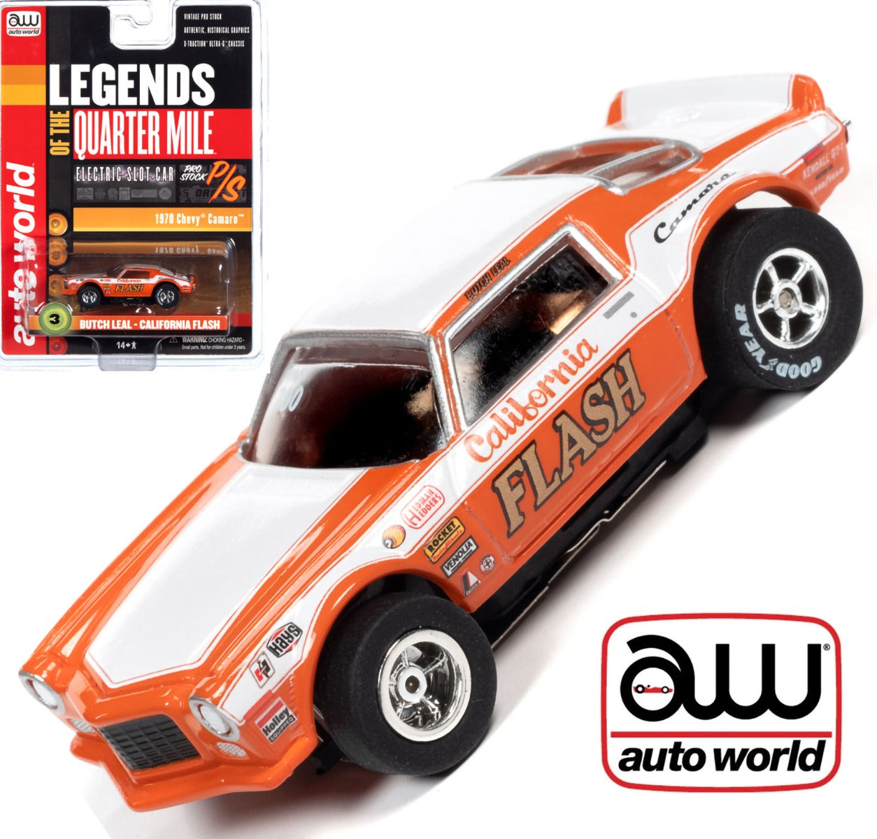 Auto World Xtraction Chevy Camaro Butch Leal California Flash HO Slot Car SC361 - PowerHobby