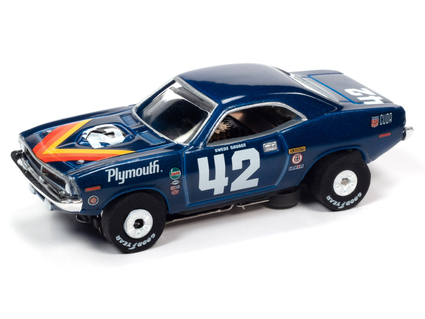 Auto World Thunderjet R32 Swede Savage 1970 AAR Plymouth Barracuda HO Slot Car - PowerHobby