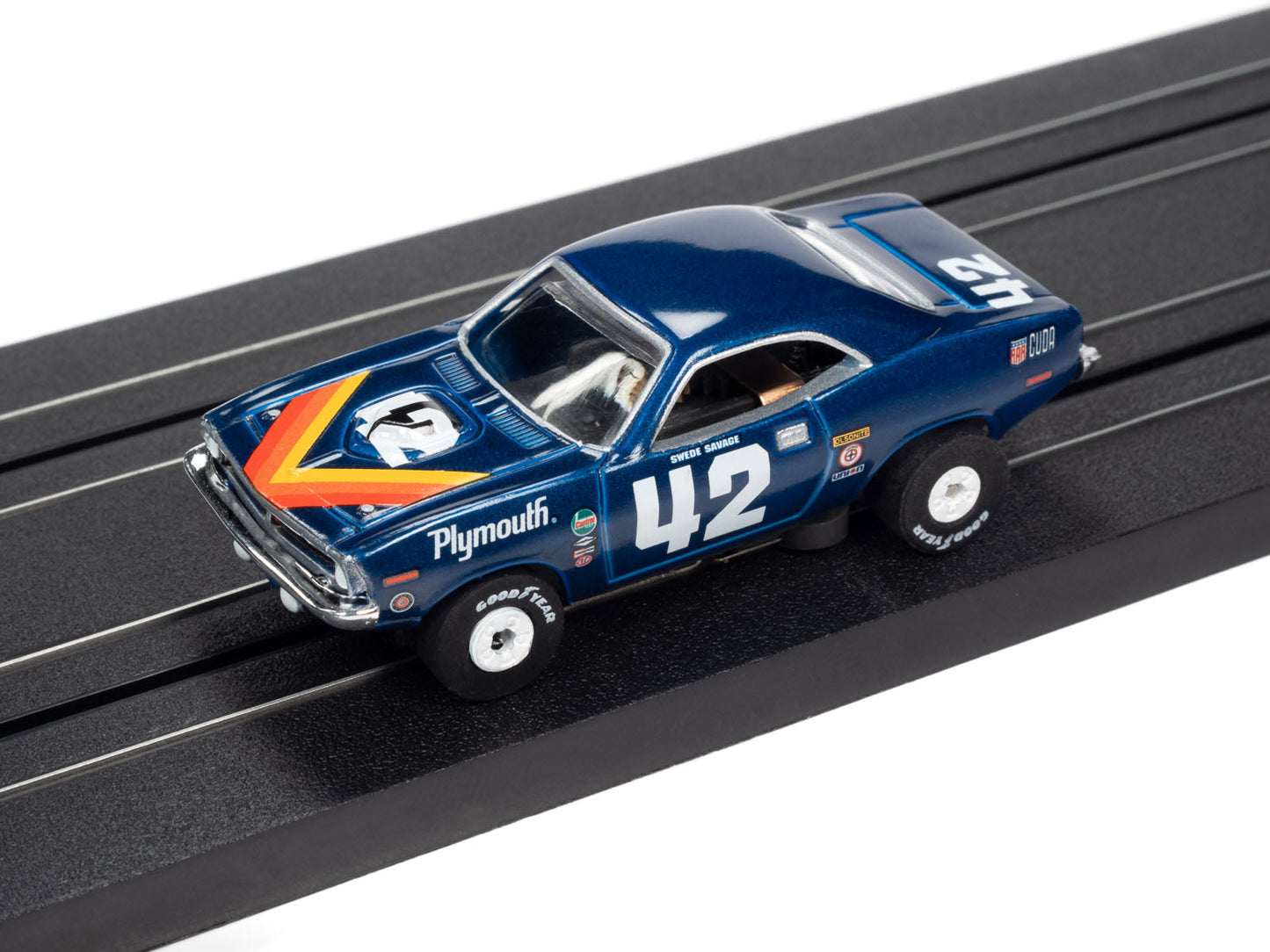 Auto World Thunderjet R32 Swede Savage 1970 AAR Plymouth Barracuda HO Slot Car - PowerHobby