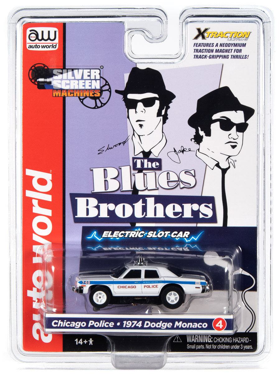 Auto World Chicago Police Dodge Monaco Blue Brothers R36 HO Slot Car for AFX Xtraction - PowerHobby