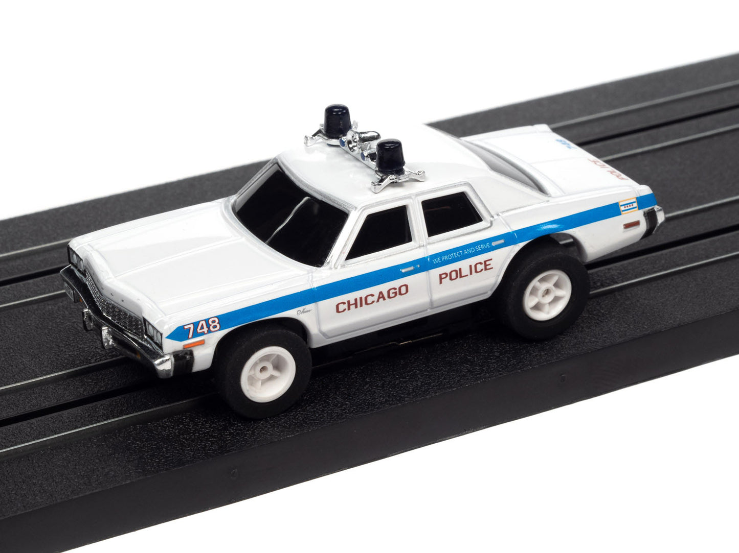 Auto World Chicago Police Dodge Monaco Blue Brothers R36 HO Slot Car for AFX Xtraction - PowerHobby