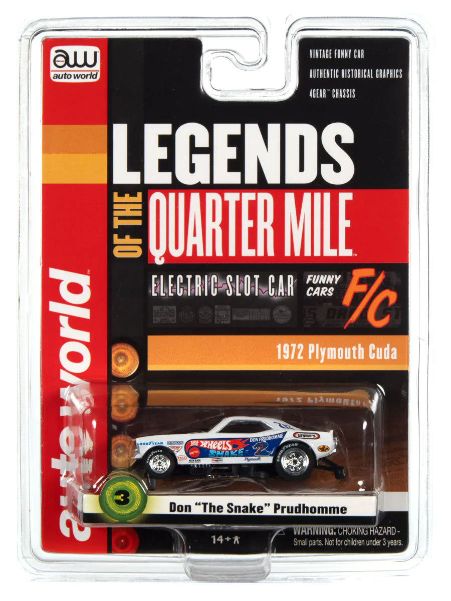 Auto World 4Gear Hot Wheels Don The Snake Prudhomme Plymouth Cuda Funny HO Slot Car - PowerHobby