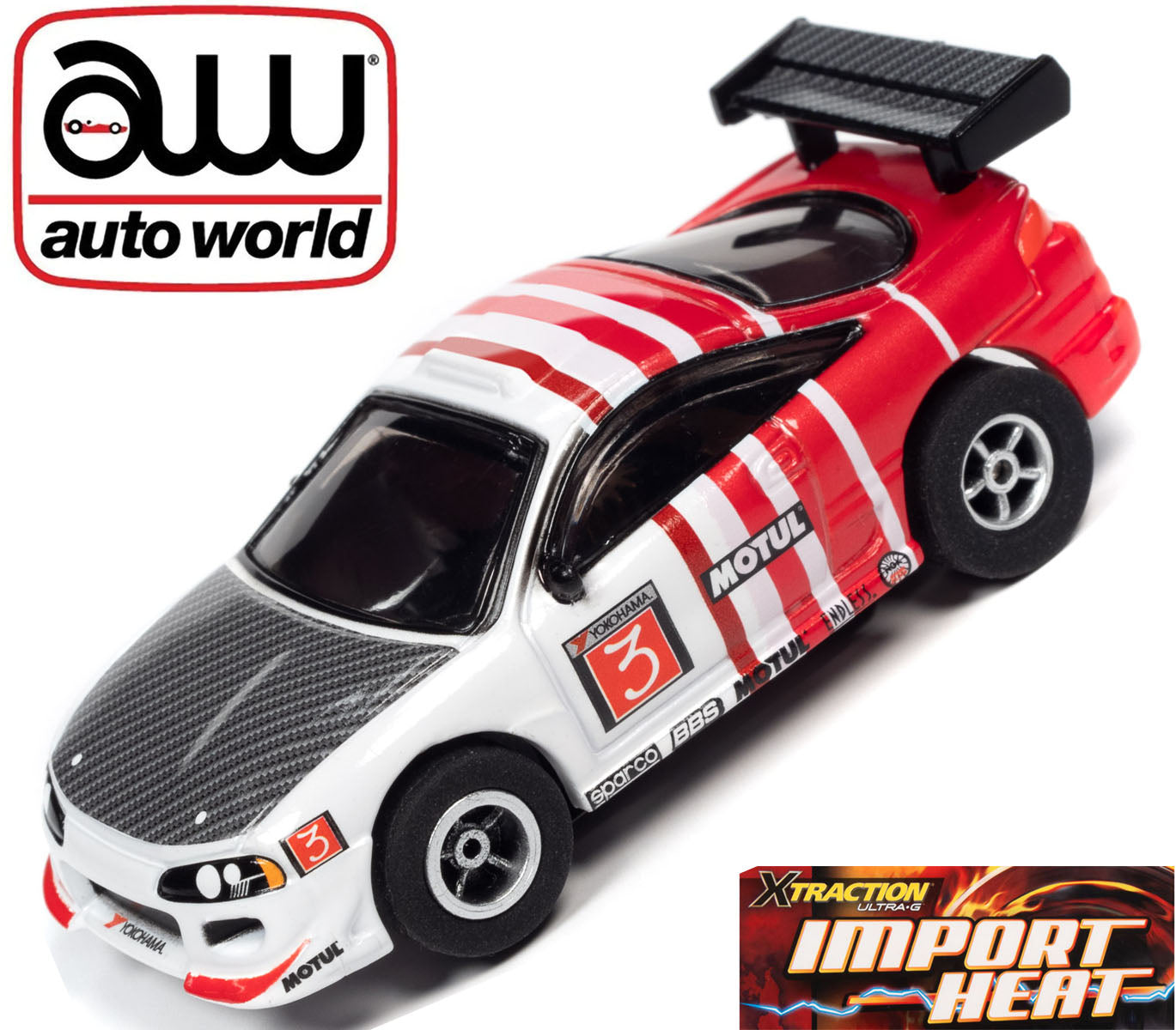 Auto World Mitsubishi Eclipse White Xtraction Import Heat for AFX HO Scale Slot Car SC378 - PowerHobby