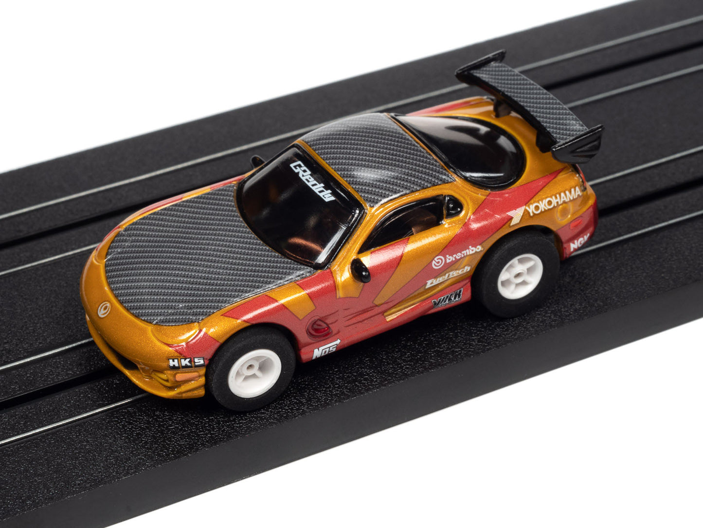 Auto World 1995 Mazda RX7 Gold Xtraction Import Heat for AFX HO Scale Slot Car SC378 - PowerHobby