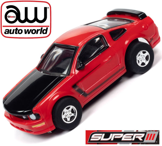 Auto World Super III 2005 Ford Mustang GT Red HO Scale Slot Car SC383 - PowerHobby