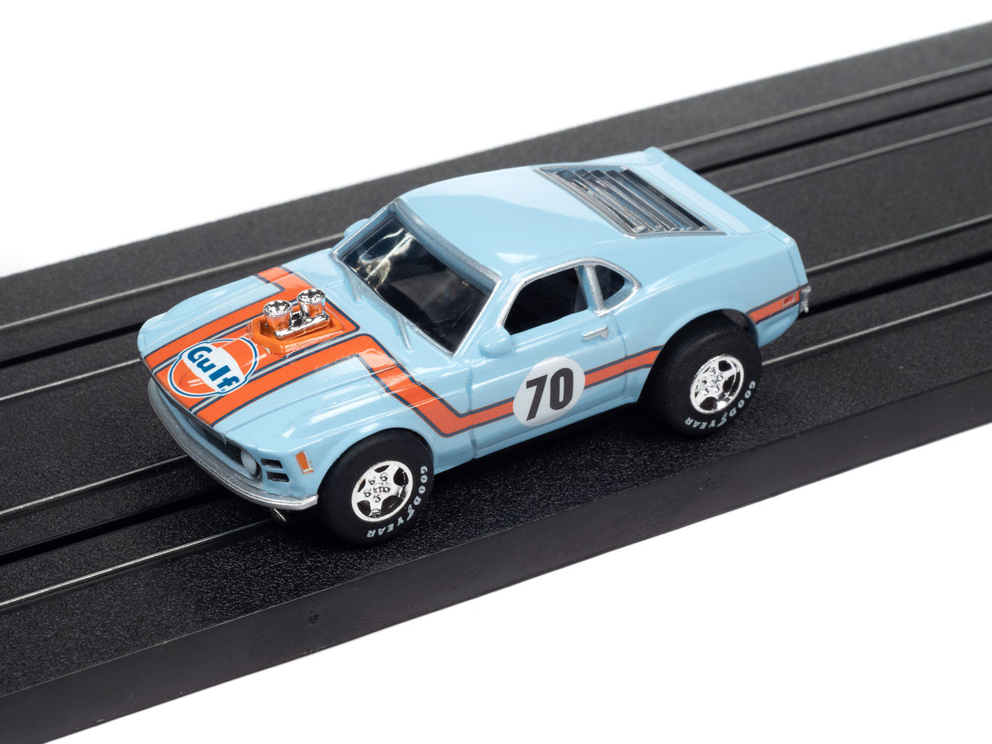 Auto World Super III 1970 Ford Mustang Boss 302 Gulf HO Scale Slot Car SC383 - PowerHobby