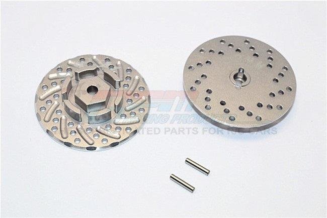 GPM ALUMINUM FRONT/REAR WHEEL HEX CLAW +3MM BRAKE DISK AXIAL SCX10 II GUN SILVER - PowerHobby