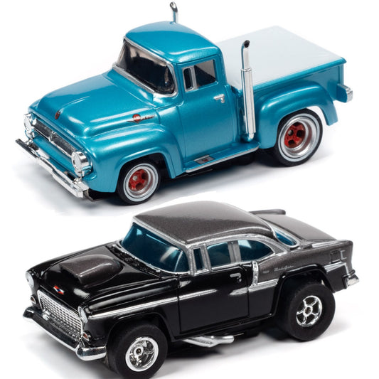 Auto World 1955 Chevy Bel Air 1956 Ford Pickup for AFX Ho scale Slot Car - PowerHobby