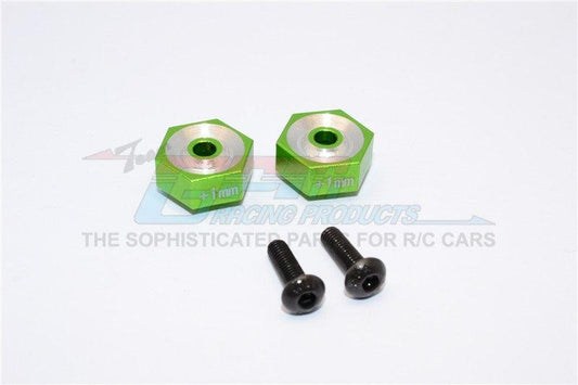 GPM SST010/+1MM-GREEN ALUMINIUM HEX ADAPTER +1MM TRAXXAS LATRAX SST - PowerHobby