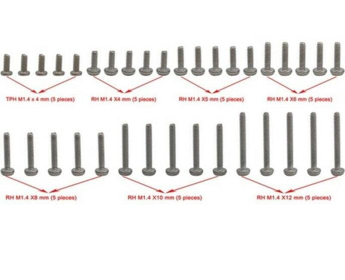 Hot Racing SXTF14MSS M1.4 Round head screw set 35 pieces Axial scx24 - PowerHobby