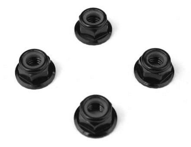 Tekno TKR1215 Aluminum Flanged Serrated Black M5 Locknuts SCT410 - PowerHobby