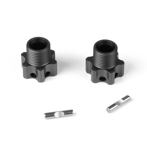 Tekno TKR5071E +4mm Gun Metal Annodized Wheel Hubs with Pins (2) - PowerHobby