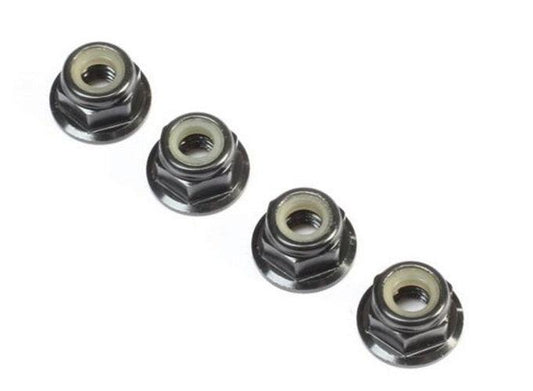 Losi TLR236009 Black Aluminum Flanged Locknut M4 x 0.7mm x 7mm (4) 22 5.0 - PowerHobby