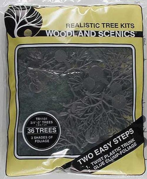 Woodland Scenics TR1101 N/HO Tree Kits 3/4x3" (36) Train Scenery - PowerHobby