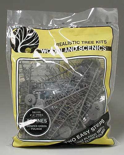 Woodland Scenics TR1105 N/HO Pine Trees 4x6" (24) Train Scenery - PowerHobby