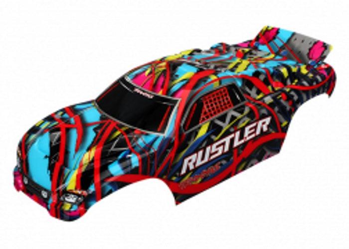 Traxxas 3749 Body Hawaiian graphics (Painted Decals Applied) Rustler - PowerHobby