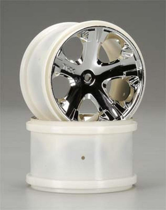 Traxxas 3772 Mirror Chrome All-Star 2.8" Wheels (2) Rear Rustler VXL XL-5 XL5 - PowerHobby