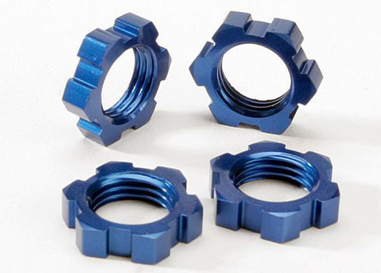 Traxxas 5353 17mm Splined Wheel Nuts Anodized Blue (4) - PowerHobby