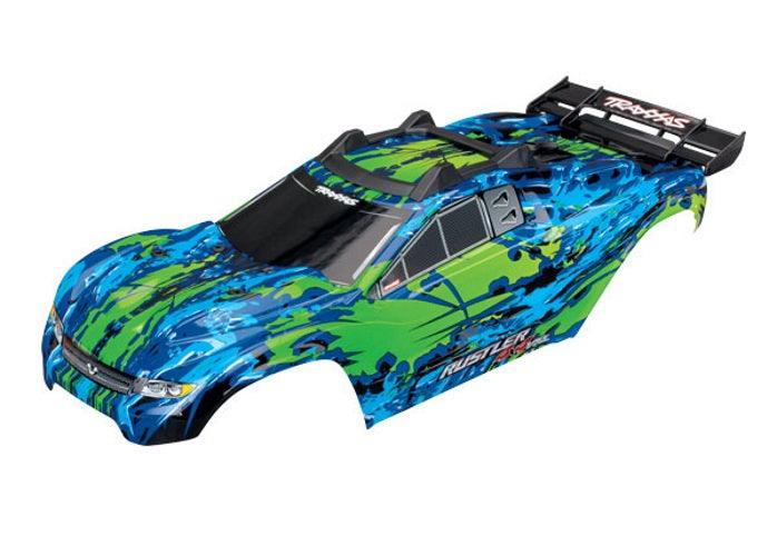 Traxxas 6717G Body Painted Rustler 4X4 Green /Window Grill Lights Decal Sheet - PowerHobby