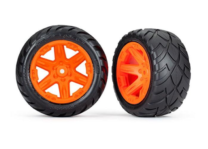 Traxxas 6768A Tires & Wheels Assembled Glued (2.8') (2WD Electric Rear) Orange - PowerHobby