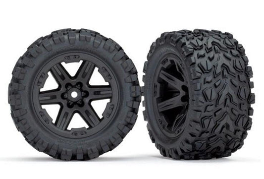 Traxxas Tires/Wheels Glued (2.8') (RXT Black Wheels, Talon Extreme Tires) - PowerHobby