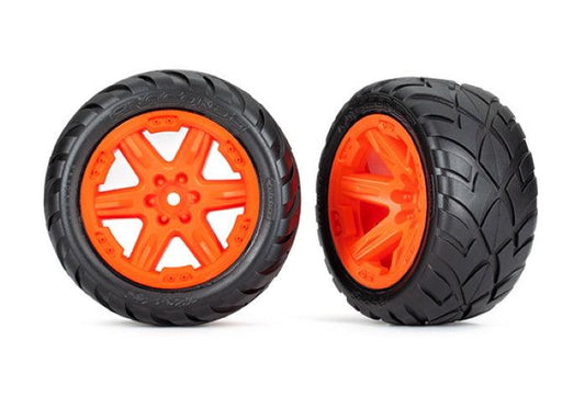 Traxxas 6775A Tires & Wheels Assembled Glued (2.8') Orange Wheels - PowerHobby