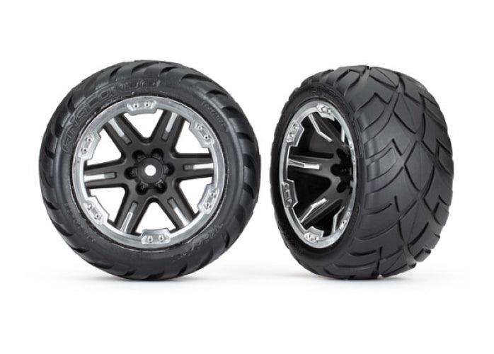 Traxxas 6775X Tires & Black & Chrome Wheels Assembled Glued (2.8') - PowerHobby