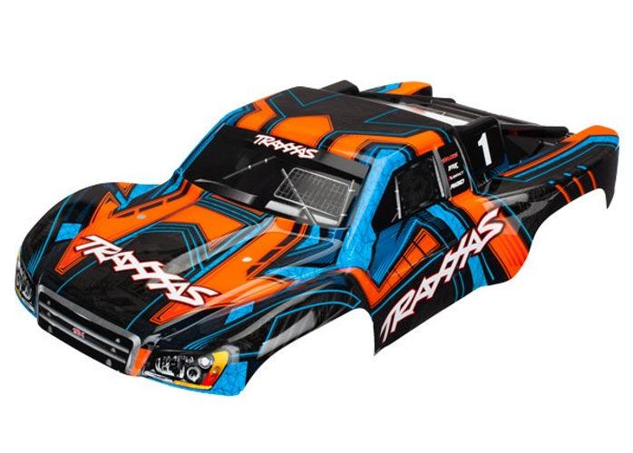 Traxxas 6844 Body Slash 4X4 Orange and Blue (Painted, Decals Applied) - PowerHobby