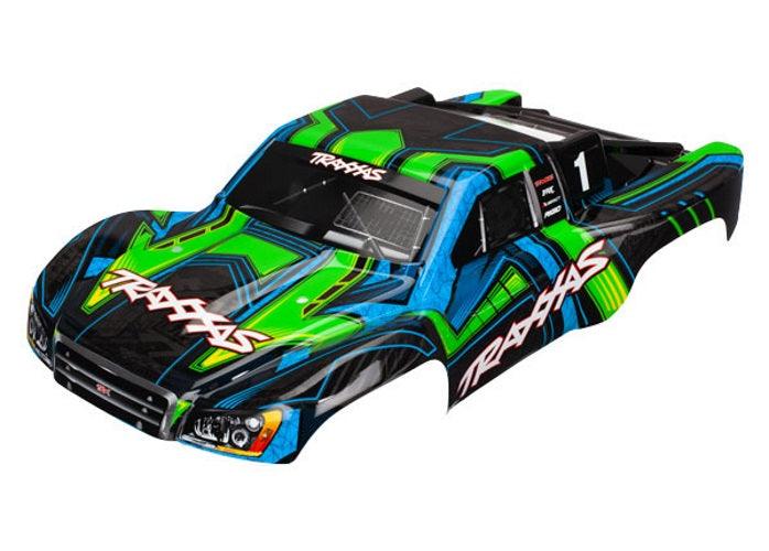 Traxxas 6844X Body Slash 4X4 Green And Blue (Painted, Decals Applied) - PowerHobby