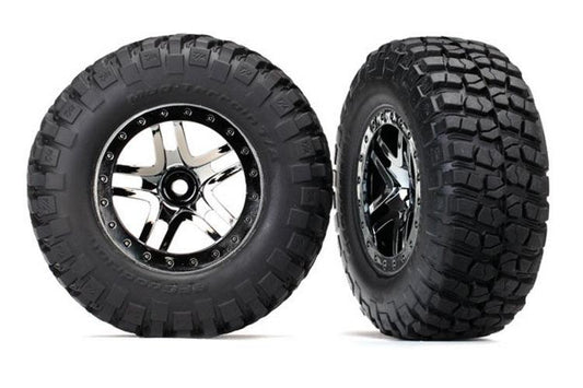 Traxxas Tires/Wheels Assembled Glued (SCT Split-Spoke Beadlock Wheels) Slash 4X4 - PowerHobby