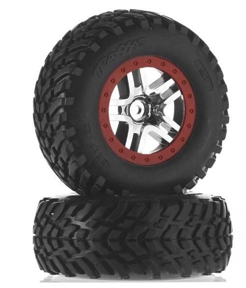 Traxxas 6891R Tires/Wheels Assembled Glued S1 Compound SCT Split - PowerHobby