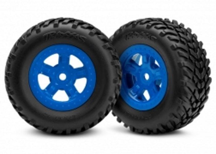 Traxxas 7674 Tire/Wheel Assembled Glued (SCT Blue) 1/18 LaTrax Desert - PowerHobby